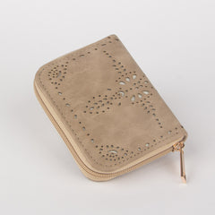 Women Brown Flower Pattern Leather Wallets
