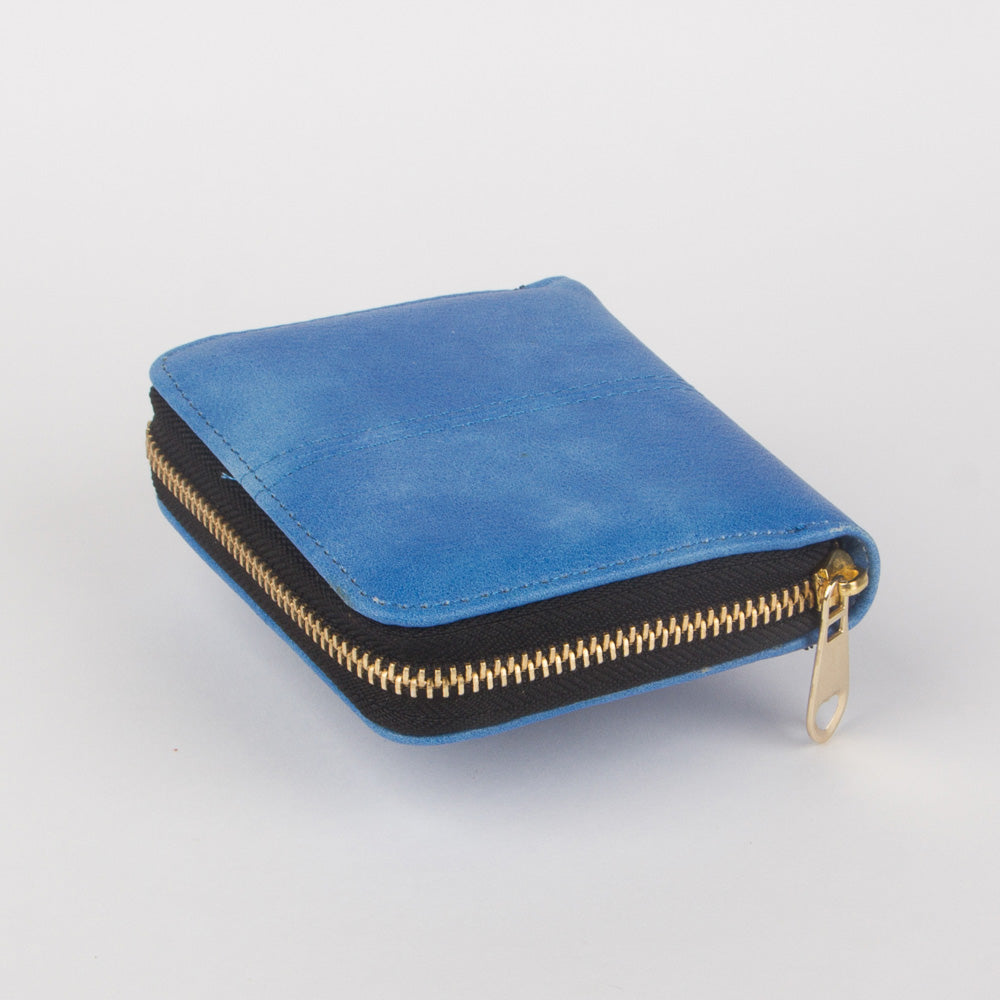 Women Blue Zipper Leather Fashion Wallet - Thebuyspot.com