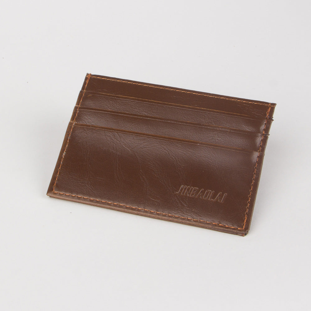 Slim Light Brown Mini ID Holders Credit Card Leather Wallet