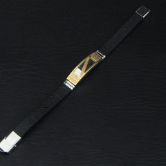 Black Leather Bracelet Adjustable Size 1