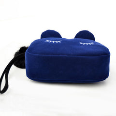 Blue Cat Cartoon Portable Makeup Storage Cosmetic Bag - Thebuyspot.com