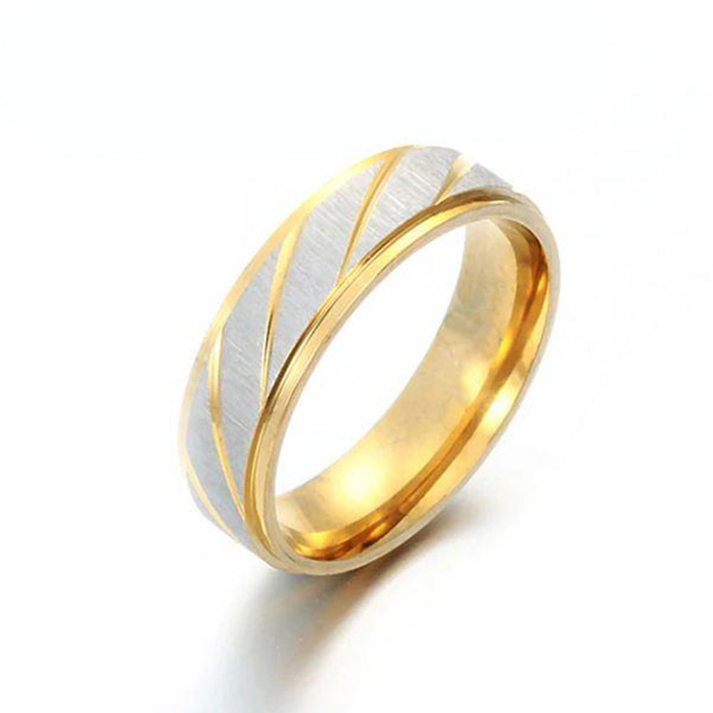 Lover Wave Couple Gold 6mm Stainless Steel Rings