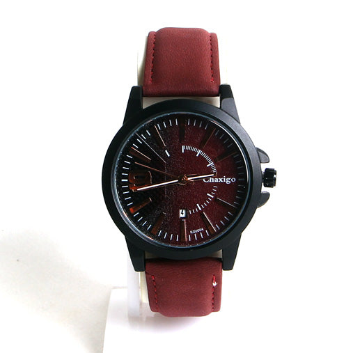 Maroon Leather Strap Maroon Dial 1231 Men's Wrist Watch