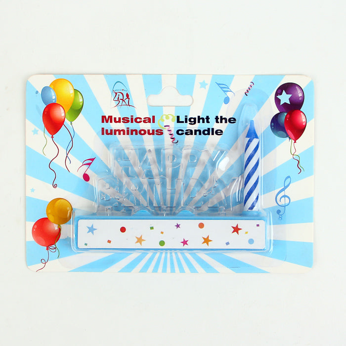 Musical Luminous Happy Birthday Light Blue Candles