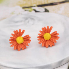 Orange Yellow  Sun Flower Women Korean Drop Fashion Earrings