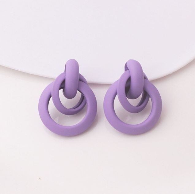 Purple Dangle Women Korean Fashion Earrings
