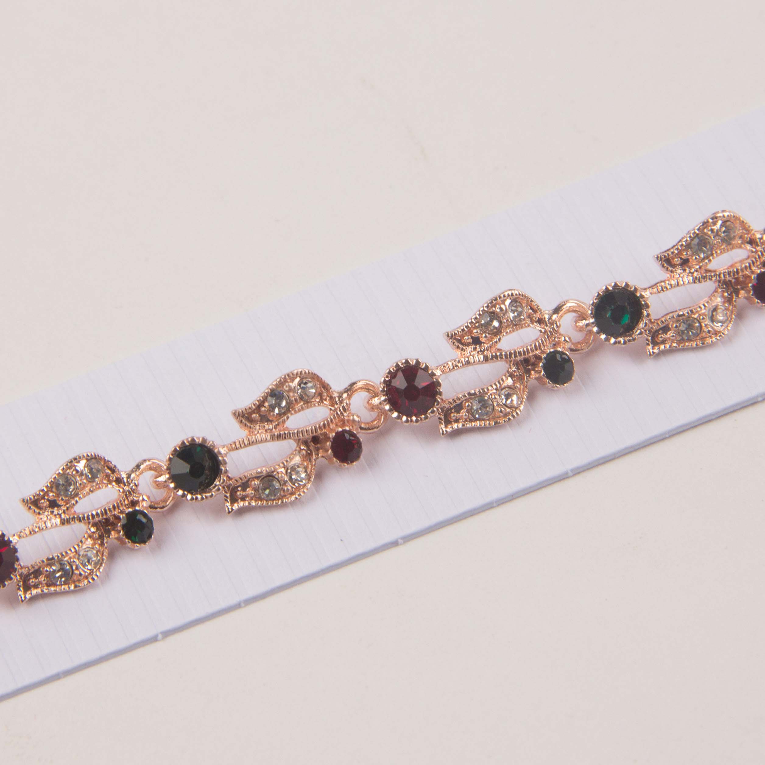 Red And Green Stone Link Golden Bracelet - Thebuyspot.com