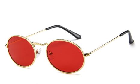 Red Glass Oval Shape Sunglasses - Thebuyspot.com