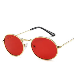 Red Glass Oval Shape Sunglasses