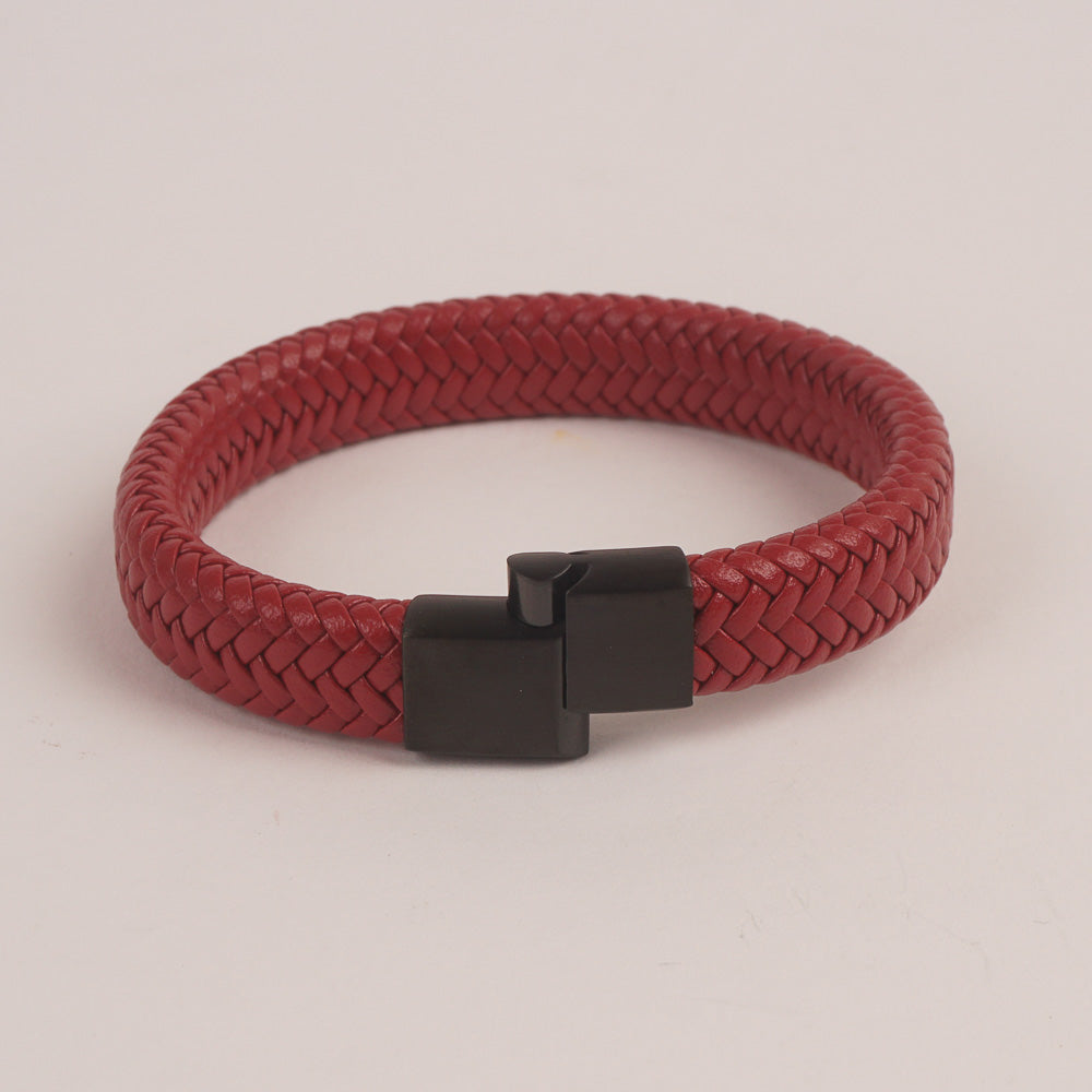 Red Leather Braid Bracelet