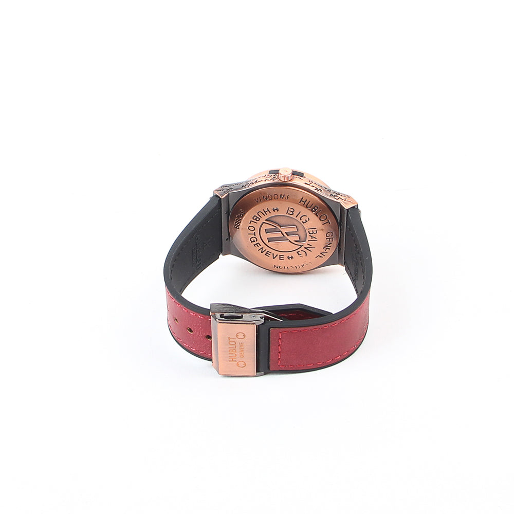 Red Leather Strap 1167 Men's Wrist Watch