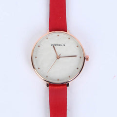 Red Strap White Dial 1284 Women's Wrist Watch