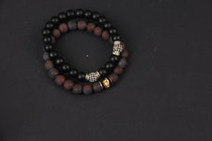 Redish 2pcs set black Alabaster beads bracelet