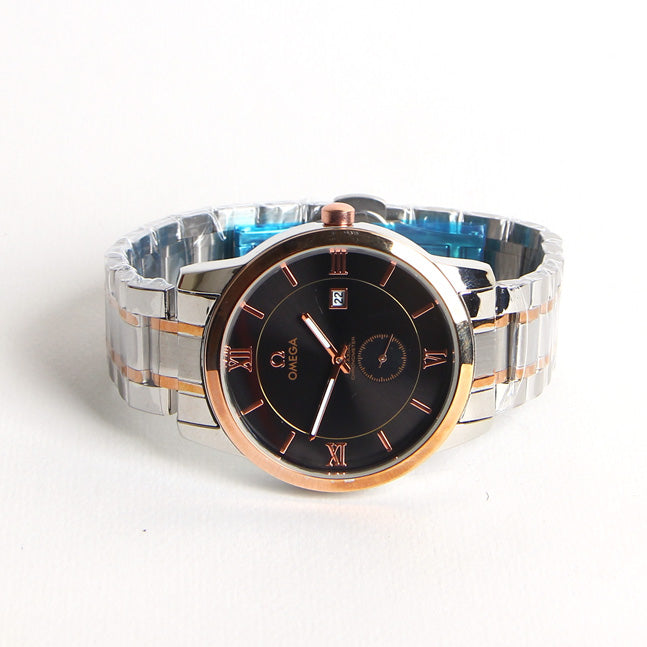 Silver Chain Black Dial 1242 Men's Wrist Watch