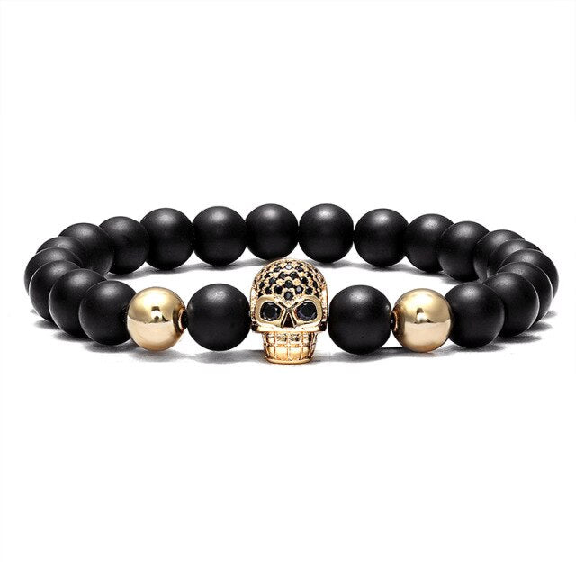 Skull 8mm Beads Charm Fashion Bracelets