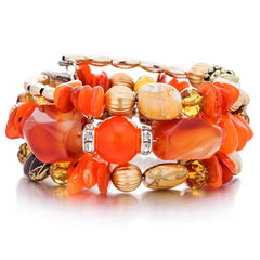 Women Multilayer Beads Bracelets Orange
