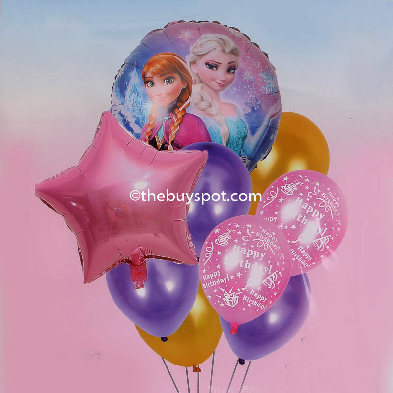 Frozen Elsa & Anna Cartoon Foil Balloon 9 pcs Set